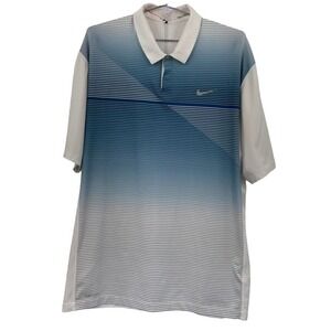 Nike Golf Tiger Woods Collection Blue Ombre Striped Dri-FIT Polo Shirt Mens L